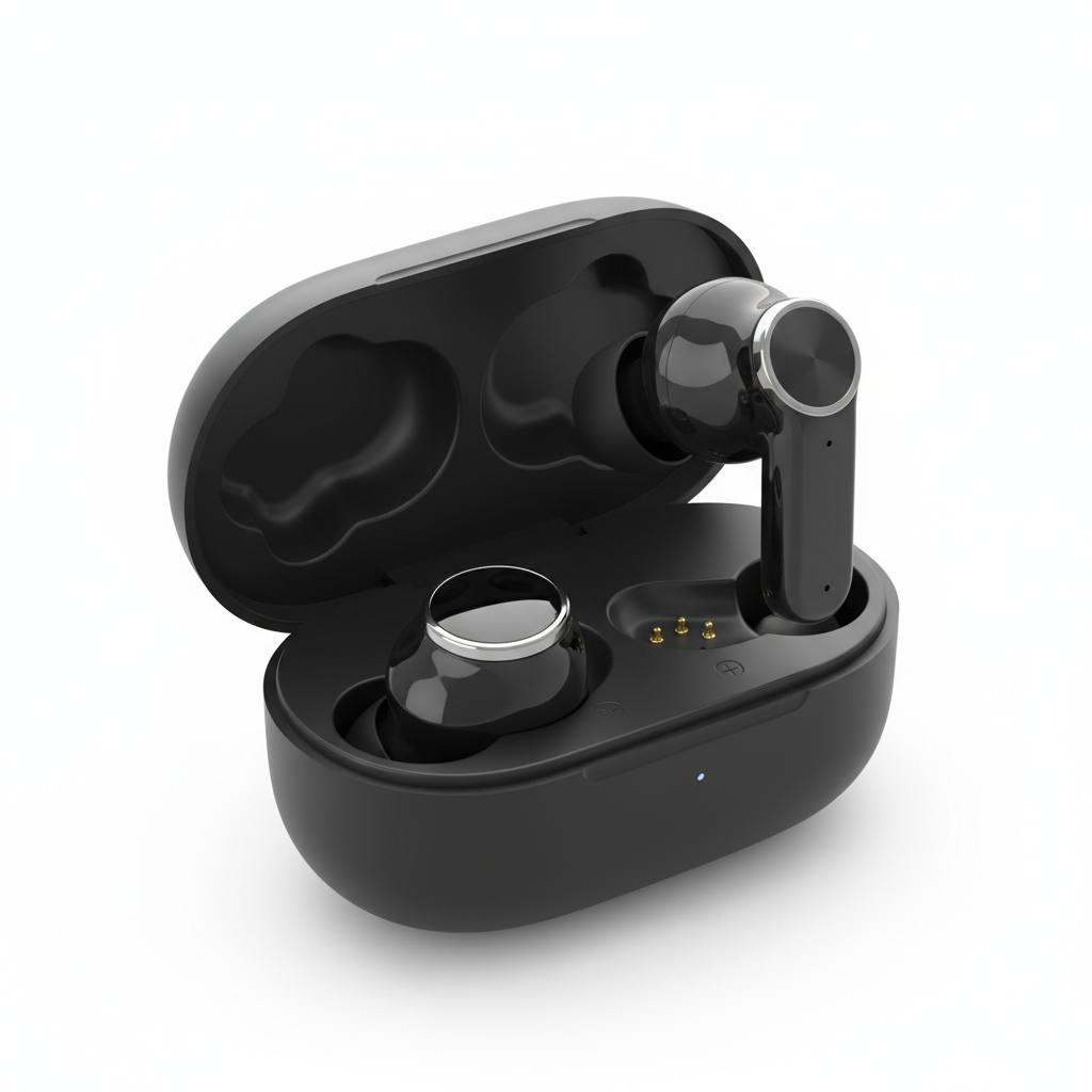 Premium wireless earbuds on white background