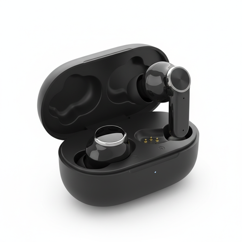 Premium wireless earbuds on white background